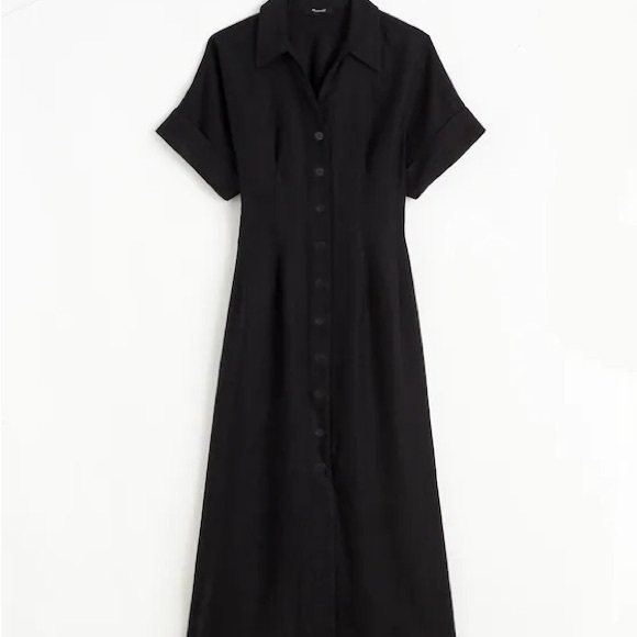 Madewell Pleated Linen Midi Shirtdress - Picture 5 of 12